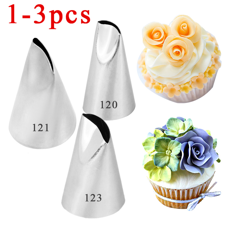 Decorating Tip Set - #120 121 123กลีบกุหลาบครีมท่อหัวฉีดฟองดองท์ไอซิ่งเครื่องมือทำขนมอบอุปกรณ์อบเค้กตกแต่ง