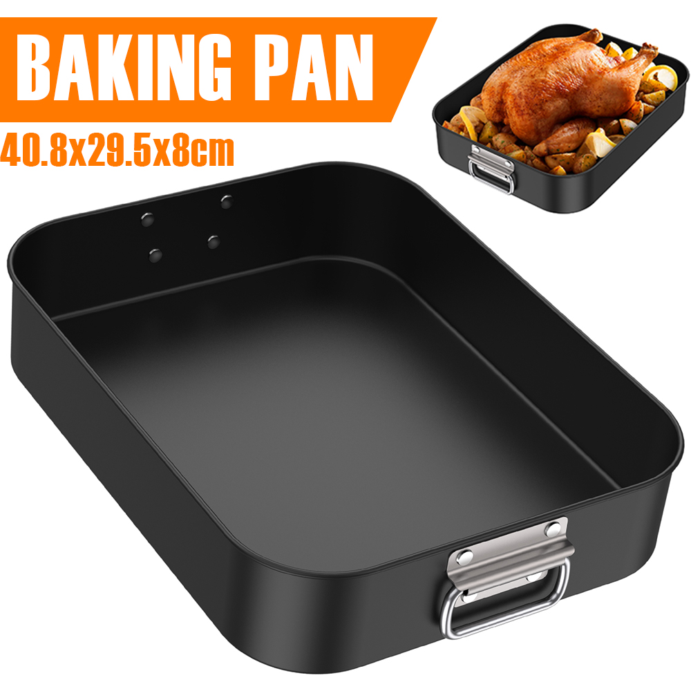 Kitchen Oven Baking Pans - กระทะอบลึกสี่เหลี่ยมผืนผ้าเหล็กคาร์บอนกระทะย่างไก่พร้อมที่จับสแตนเลส Nonstick เค้ก Bakeware สําหรับเตาอบในครัว