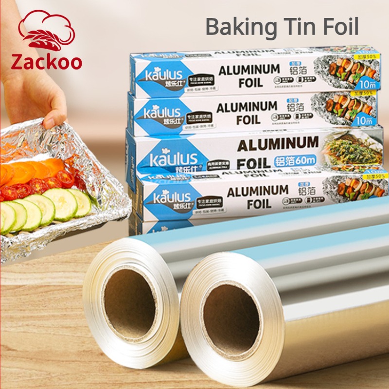 Kitchen Baking Paper - Zackoo 10/20/40M อลูมิเนียมฟอยล์สําหรับห่อเบเกอรี่ทิ้ง Airfryer เตาอบบาร์บีคิวดีบุกฟอยล์เกรดอาหารกระดาษน้ํามันครัว Catering