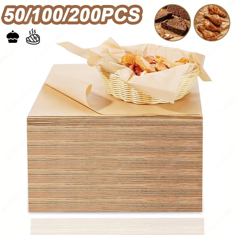 Kitchen Baking Paper - 50/100/200PCS กระดาษรองอบ Parchment แผ่นอบเตาอบ Air Fryer