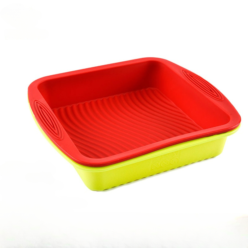 Kitchen Baking Utensils - ถาดเค้กซิลิโคนทรงสี่เหลี่ยมแบบไม่ติดกระทะสำหรับอบแบบ DIY พร้อมแม่พิมพ์ซิลิโคน1ชิ้น