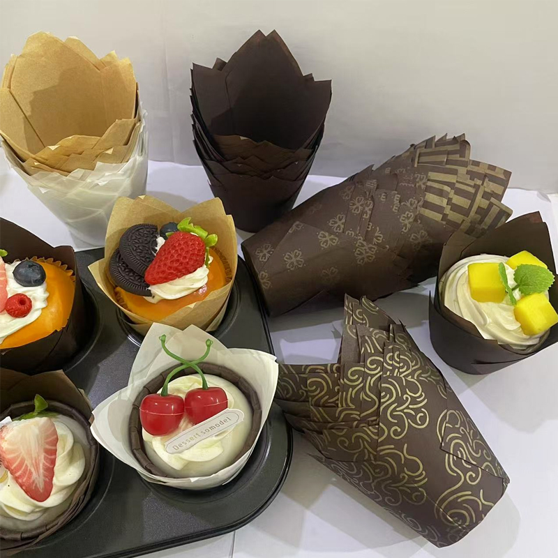 Kitchen Baking Paper - ถ้วยกระดาษเค้กทิวลิป 50 ชิ้น/100 ชิ้น/200 ชิ้น ถ้วยอบขนมทนความร้อนและกันน้ำมัน