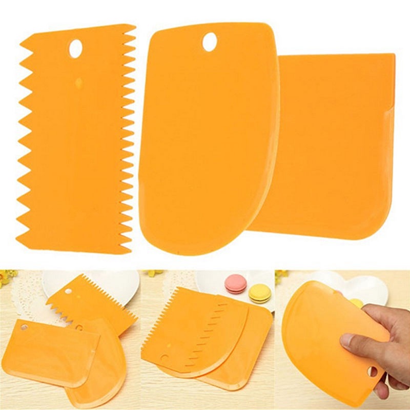 Fondant Smoother Set - 3 ชิ้น/เซ็ต เครื่องมือปาดหน้าเค้ก ที่ตัดฟองดองท์ อุปกรณ์ตกแต่งเค้ก ที่ขูดเค้กพลาสติก