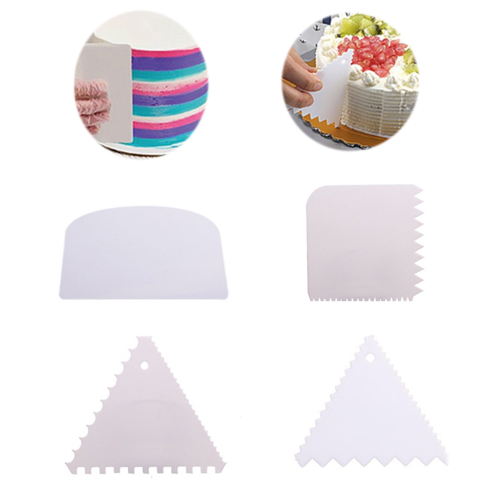 Fondant Smoother Set - ชุดที่ขูดเค้ก 4 ชิ้น สีขาว ทำจากพลาสติก สำหรับตกแต่งเค้ก