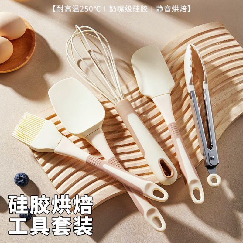 Kitchen Baking Brush - ชุดอุปกรณ์ทำขนมซิลิโคน 5 ชิ้น – ไม้พาย, ตะกร้อ,