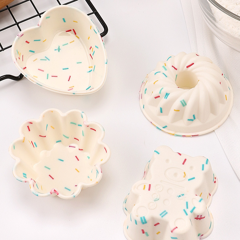 Kitchen Baking Utensils - แม่พิมพ์เค้กซิลิโคนคัพเค้กมัฟฟินอุณหภูมิสูงแม่พิมพ์คัพเค้กสำหรับทำขนมพุดดิ้งช็อคโกแลตแบบทำมือ4ชิ้น