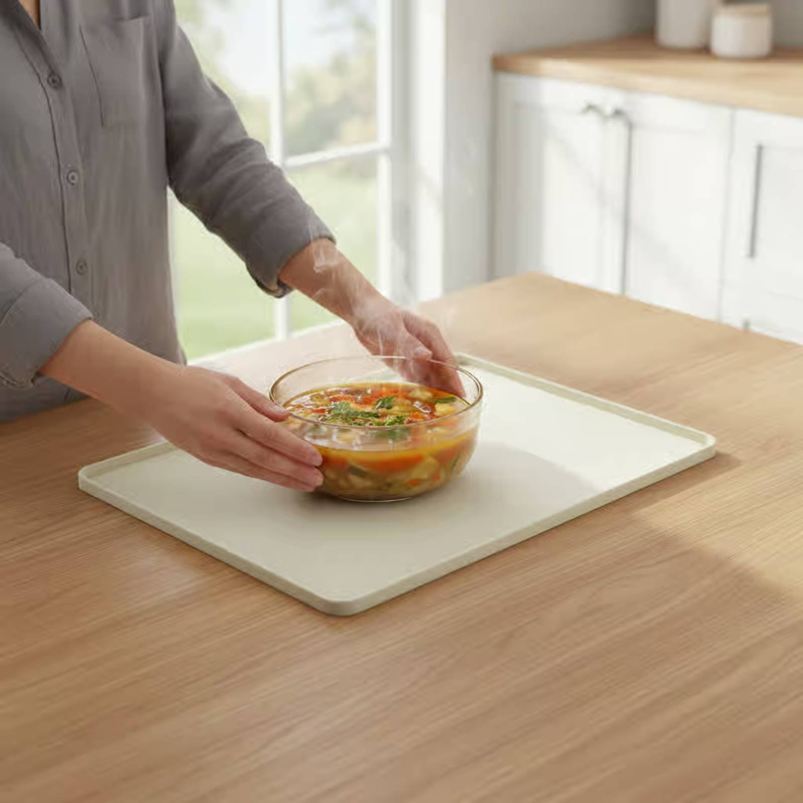 Kitchen Baking Tray - แผ่นรองซิลิโคนสำหรับไมโครเวฟ แผ่นป้องกันเตาไมโครเวฟแบบยืดหยุ่น ถาดซิลิโคนสำหรับเครื่องใช้ไฟฟ้า ป้องกันการหก อุปกรณ์เสริมในครัว