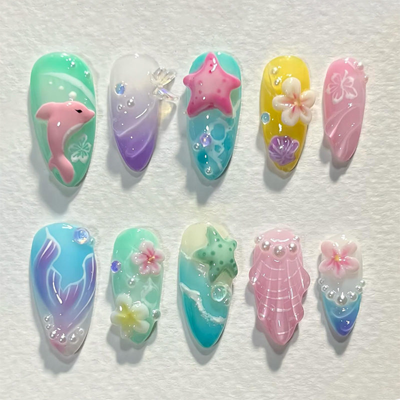 30pcs ฤดูร้อนกดบนเล็บ 3D Ocean - Decorating Tip Set บทวิจารณ์และราคา