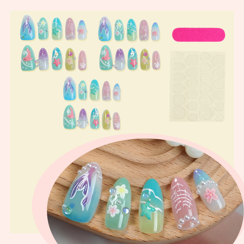 30pcs ฤดูร้อนกดบนเล็บ 3D Ocean - Decorating Tip Set บทวิจารณ์และราคา
