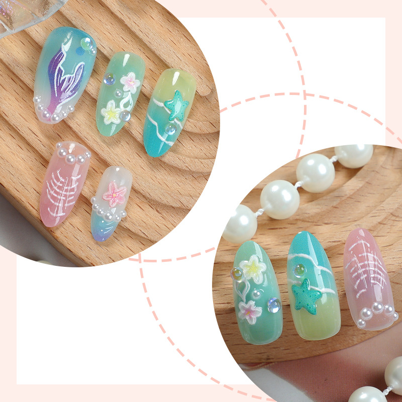 30pcs ฤดูร้อนกดบนเล็บ 3D Ocean - Decorating Tip Set บทวิจารณ์และราคา