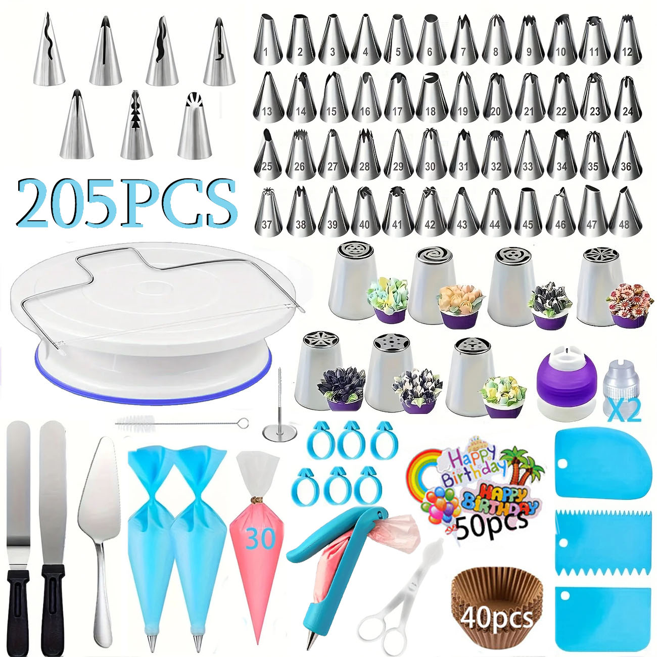 205PCS Professional ชุดตกแต่งเ - Fondant Smoother Set บทวิจารณ์และราคา