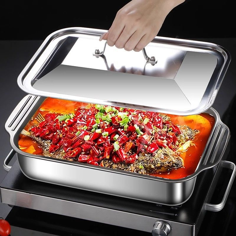 ถาดอบสแตนเลสทรงลึกพร้อมฝาปิด ถ - Kitchen Oven Baking Pans บทวิจารณ์และราคา